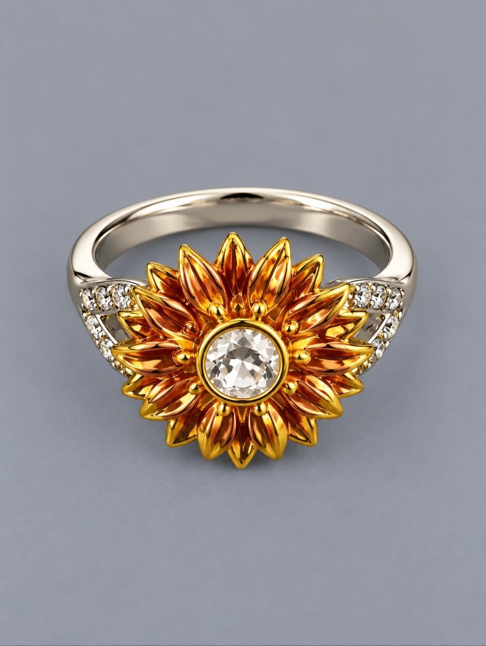 Two-tone Sunflower Ring Size 10